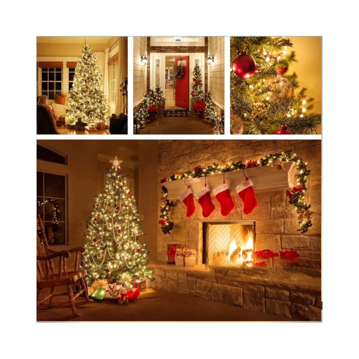 white christmas tree lights in home