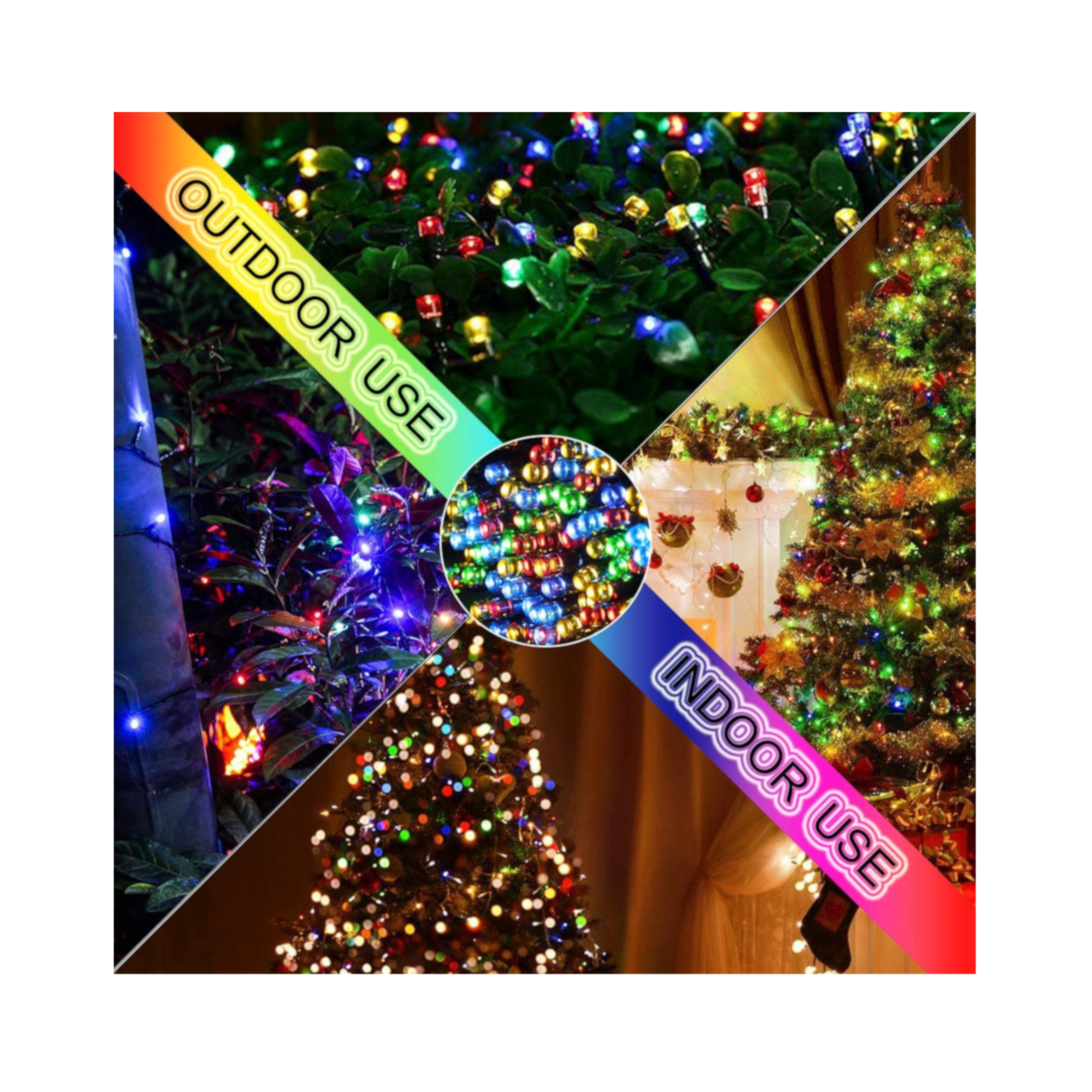 colored christmas tree lights display